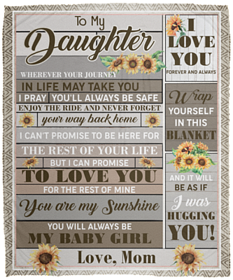 Mom To My Daughter Wherever Your Journey In Life May Take You Vintage Fleece Blanket - Mink Blanket, White, Cozy Plush Fleece Blanket - 50x60