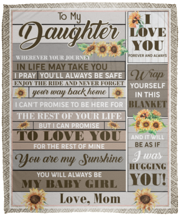 Mom To My Daughter Wherever Your Journey In Life May Take You Vintage Fleece Blanket - Mink Blanket, White, Cozy Plush Fleece Blanket - 50x60