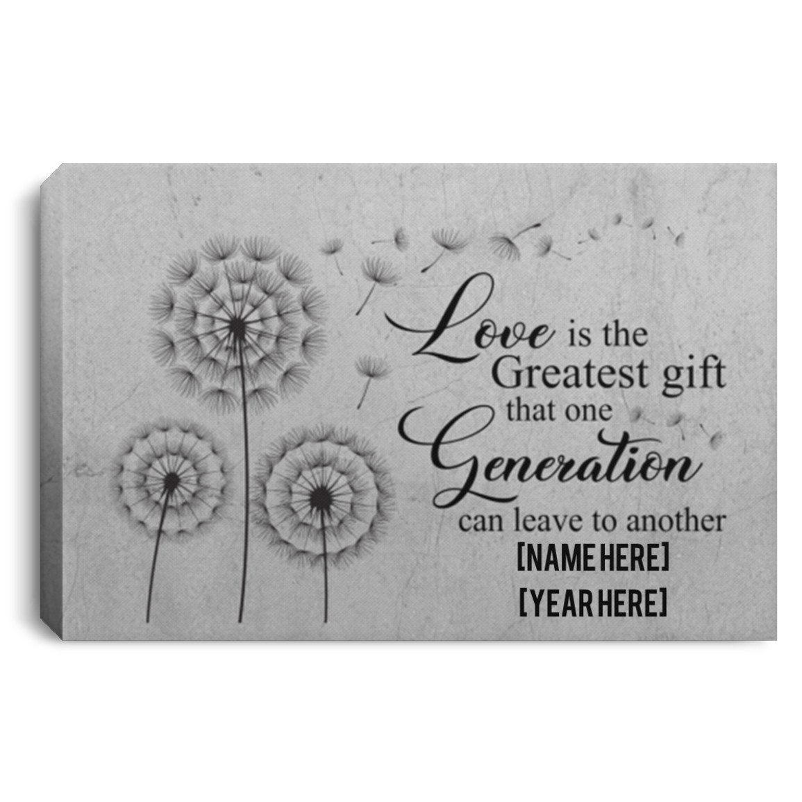 Personalized Love Greatest Gift One Generation Leave Another Memorial Wrapped Framed Canvas Prints - Unframed Poster, White, 0.75'' Framed Canvas