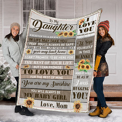 Alternative view of Mom To My Daughter Wherever Your Journey In Life May Take You Vintage Fleece Blanket - Mink Blanket