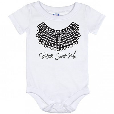 Ruth Sent Me Baby Onesie - Notorious RBG Collar Toddler Infant Bodysuit, White, Baby Onesie - 12 Month