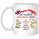 My Favorite Norwegian Food Lefse Warm Lefse Lefse With Butter Ceramic Coffee Mug - Beer Stein - Water Bottle, White, 11 oz. White Mug