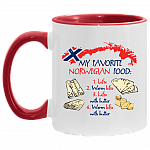 My Favorite Norwegian Food Lefse Warm Lefse Lefse With Butter Accent Mug - Coffee Mug - Lefse Lover Gifts, White/Red, 11 oz. Accent Mug