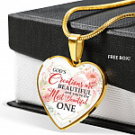 God's Creations Are Beautiful and You're The Most Beautiful One Floral Heart Pendant Necklace - Heart Luxury Necklace (Gold Plated)
