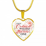 God's Creations Are Beautiful and You're The Most Beautiful One Floral Heart Pendant Necklace - Heart Luxury Necklace (Gold Plated)