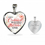 God's Creations Are Beautiful and You're The Most Beautiful One Floral Heart Pendant Necklace - Heart Luxury Necklace (Silver)