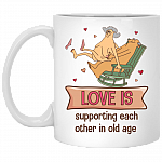 Love Is Supporting Each Other In Old Age Coffee Mug - Beer Stein - Water Bottle - Color Changing Mug, White, 11 oz. White Mug