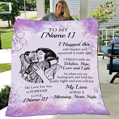 Alternative view of Personalized Granddaughter Blanket I Hug This Soft Blanket Purple Flower Fleece Blanket - Sherpa Blanket