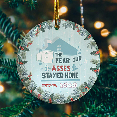 Alternative view of Toilet Paper 2020 The Year Our Asses Stayed At Home Decorative Christmas Ornament - Holiday Circle Ornament