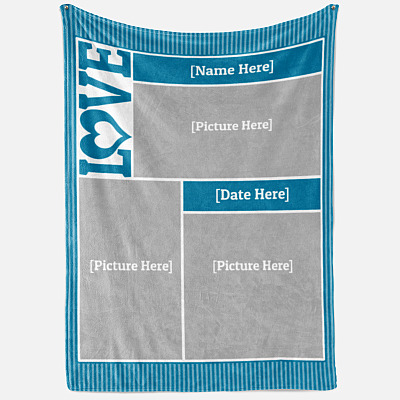 Alternative view of Personalized Image Throw Blanket - Custom Your Photo Fleece Blanket - Love Wedding Family Sherpa Blanket