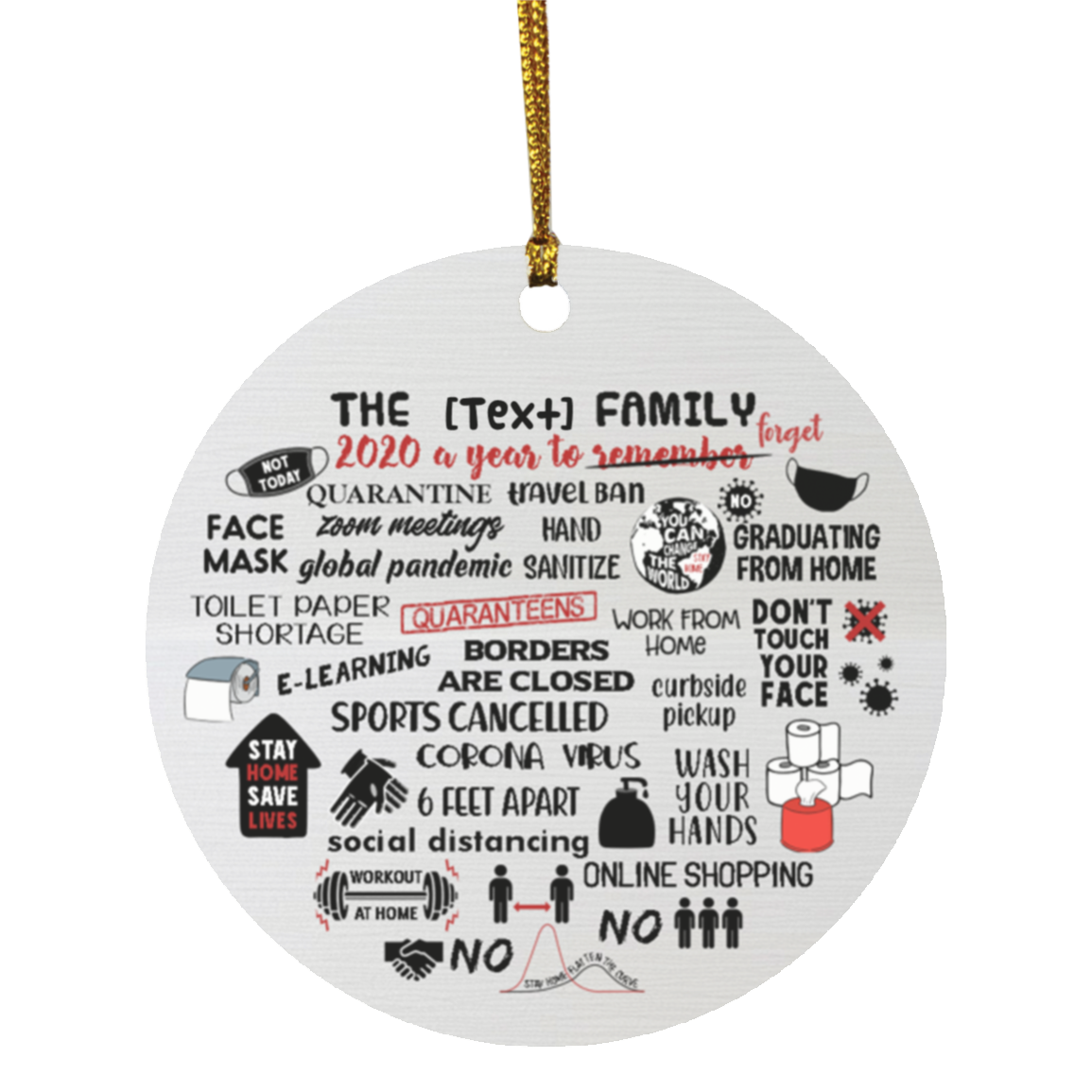 2020 a year forget ornament, White, Circle Ornament