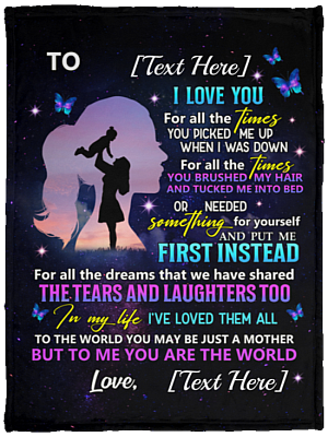 To My Loving Mom Personalized Blanket, White, Cozy Plush Fleece Blanket - 30x40