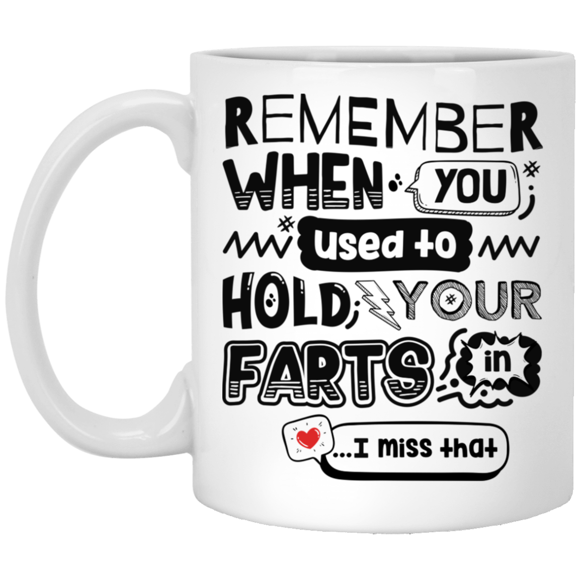 Remember When You Used To Hold Your Farts In I Miss That Coffee Mug - Water Bottle - Color Changing Mug, White, 11 oz. White Mug