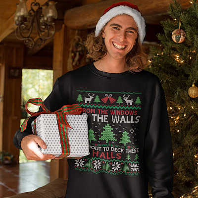 Alternative view of From The Window To The Walls Imma Bout Deck These Halls Ugly Style Hoodie - Sweatshirt - Long Sleeve Shirt