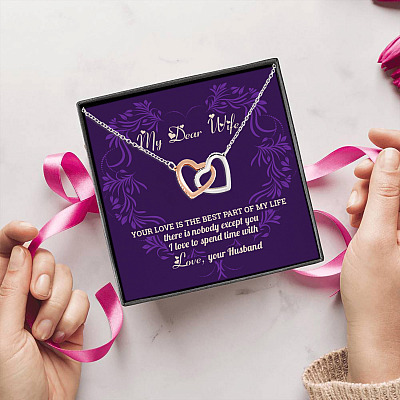 My Dear Wife Your Love Is The Best Part Of My Life Interlocking Hearts Pendant Necklace