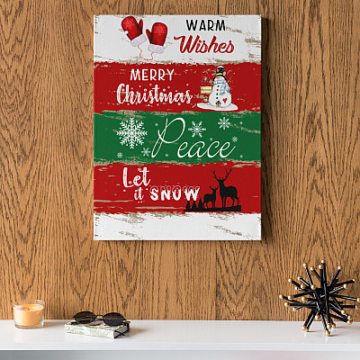 Alternative view of Warm Wishes Merry Christmas Peace Let It Snow Gallery Wrapped Framed Canvas Prints - Unframed Poster