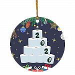 Funny Christmas 2020 Co-Vi19 Decorative Christmas Ornament - Holiday Flat Circle Ornament, White, Circle Ornament