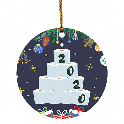 Funny Christmas 2020 Co-Vi19 Decorative Christmas Ornament - Holiday Flat Circle Ornament, White, Circle Ornament