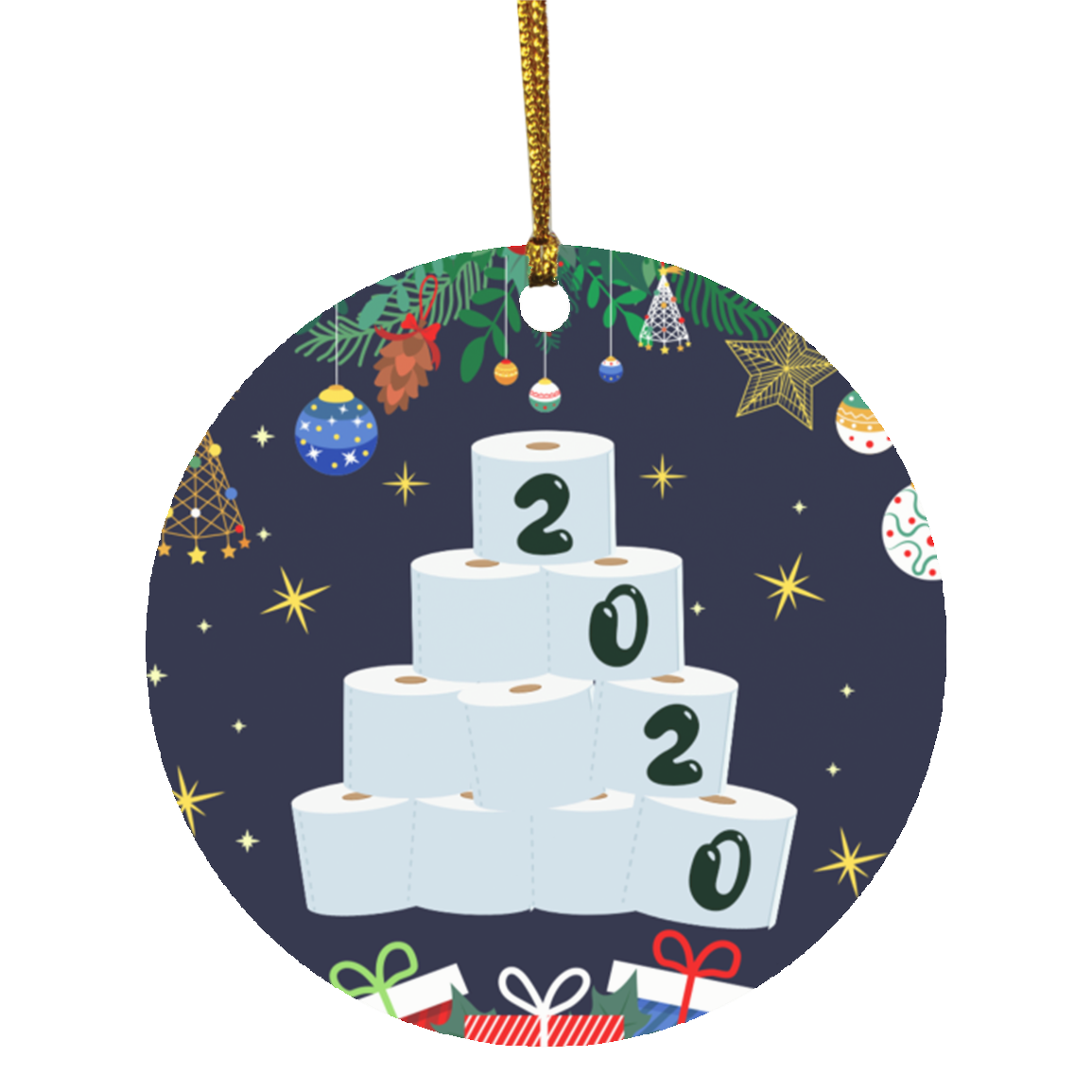 Funny Christmas 2020 Co-Vi19 Decorative Christmas Ornament - Holiday Flat Circle Ornament, White, Circle Ornament