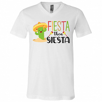 Cute Mexican Party T-Shirt - V-Neck Tee - Youth Tee, White, V-Neck T-Shirt