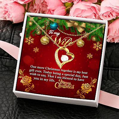 Merry Christmas To My Wife One More Christmas Together Is My Best Gift Ever Forever Love Pendant Necklace