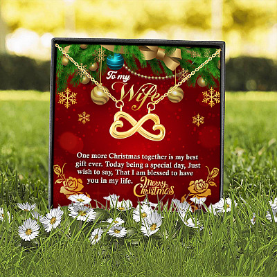 Alternative view of Merry Christmas To My Wife One More Christmas Together Is My Best Gift Ever Forever Love Infinity Heart Pendant Necklace