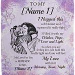 Personalized Granddaughter Blanket I Hug This Soft Blanket Purple Flower Fleece Blanket - Sherpa Blanket, White, Cozy Plush Fleece Blanket - 50x60