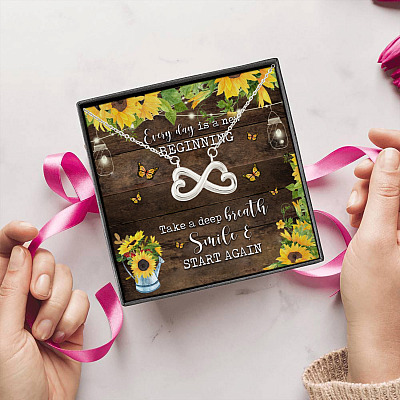 Alternative view of Every Day Is A New Beginning Take A Deep Breath Smile And Start Again Infinity Heart Pendant Necklace
