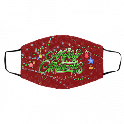 Merry Christmas 2020 Washable Reusable Custom Printed Cloth Face Mask Cover - Quarantine Christmas Face Mask, White, Cloth Face Cover – Medium/Large
