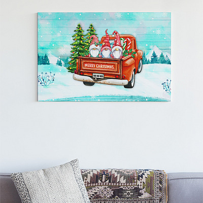Alternative view of Merry Christmas Truck Gnome Gallery Wrapped Framed Canvas Prints - Unframed Poster - Home Decor Wall Art