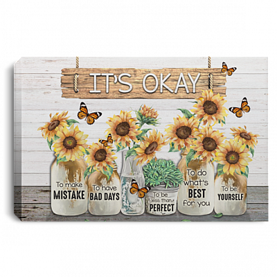 Butterfly Cotton Sunflower It's Okay To Make Mistake Framed Canvas - Unframed Poster, White, 0.75'' Framed Canvas