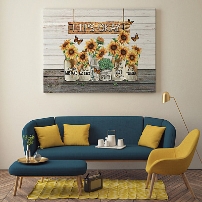 Alternative view of Butterfly Cotton Sunflower It's Okay To Make Mistake Framed Canvas - Unframed Poster