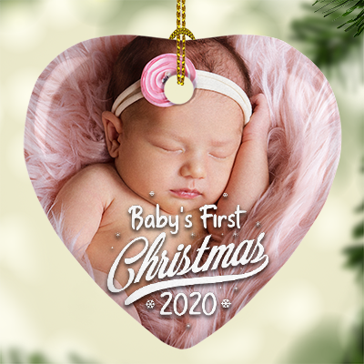 Alternative view of Personalized Your Baby's Photo First Christmas Heart Ornament - Custom Your Baby's Image Ornament