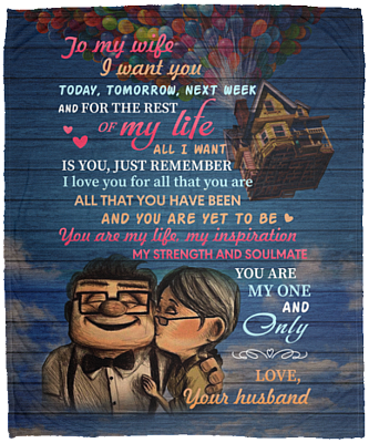 Letter To My Wife from Husband I Want You Today Tomorrow Fleece Blanket - Mink Sherpa Blanket - Woven Blanket, White, Cozy Plush Fleece Blanket - 50x60