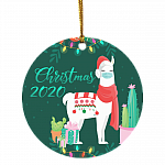 Llama Wearing Mask Christmas 2020 Ornament Keepsake - Holiday Flat Circle Ornament - Holiday Decoration Gift, White, Circle Ornament Llama Wearing Mask Christmas 2020 Ornament Keepsake - Holiday Flat Circle Ornament - Holiday Decoration Gift, White, Circle Ornament