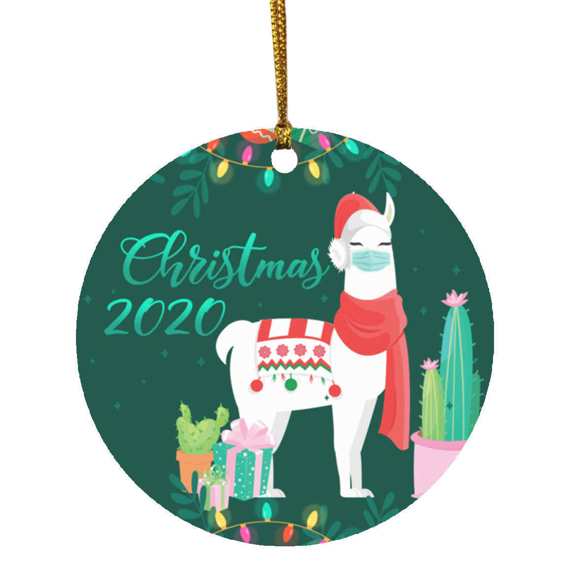 Llama Wearing Mask Christmas 2020 Ornament Keepsake - Holiday Flat Circle Ornament - Holiday Decoration Gift, White, Circle Ornament Llama Wearing Mask Christmas 2020 Ornament Keepsake - Holiday Flat Circle Ornament - Holiday Decoration Gift, White, Circle Ornament
