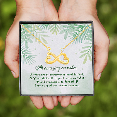 A Truly Great Coworker Is Hard To Find Farewell Gift Infinity Heart Pendant Necklace