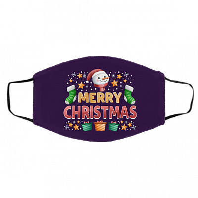 Merry Christmas Washable Reusable Custom Printed Cloth Face Mask Cover - Quarantine Christmas 2020 Face Mask, White, Cloth Face Cover – Medium/Large