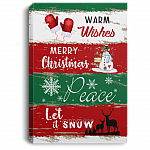 Warm Wishes Merry Christmas Peace Let It Snow Gallery Wrapped Framed Canvas Prints - Unframed Poster, White, 0.75'' Framed Canvas