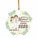 Personalized Almost Married Bride and Groom 2020 Decorative Christmas Ornament - Holiday Flat Circle Ornament, White, Circle Ornament