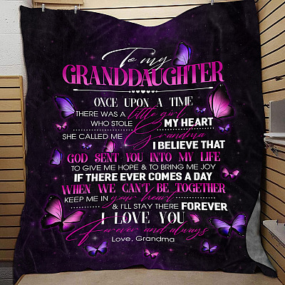 Alternative view of Grandma To My Granddaughter Once Upon A Time There Was A Little Girl Who Stole My Heart Fleece Blanket-Mink Blanket