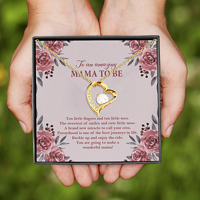 Ten Little Fingers and Ten Little Toes Wonderful Mom to Be Forever Love Pendant Necklace