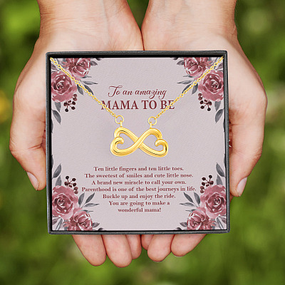 Ten Little Fingers and Ten Little Toes Wonderful Mom to Be Infinity Heart Pendant Necklace