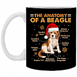 The Anatomy Of A Beagle Ceramic Coffee Mug - Beer Stein -Water Bottle - Funny Beagle Gift, Black, 11 oz. White Mug