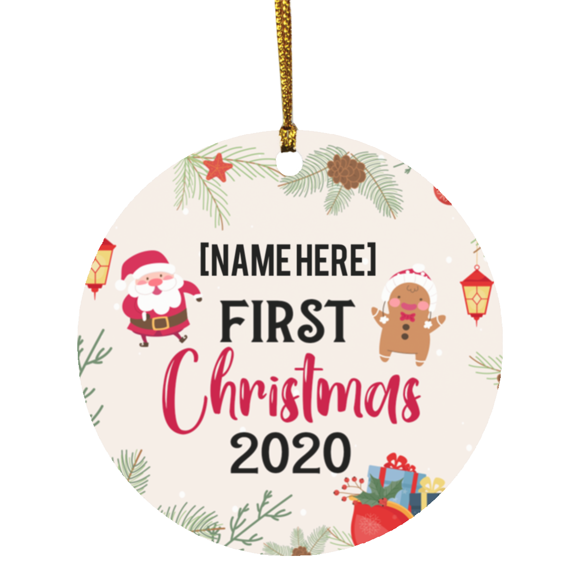 Personalized Baby First Christmas Decorative Christmas Ornament Keepsake - Holiday Flat Circle Ornament, White, Circle Ornament Personalized Baby First Christmas Decorative Christmas Ornament Keepsake - Holiday Flat Circle Ornament, White, Circle Ornament