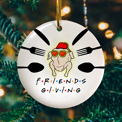 Alternative view of Friendsgiving 2020 Decorative Christmas Ornament Keepsake - Holiday Flat Circle Ornament