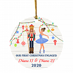Personalized Our First Christmas Engaged Ballerina Circle Ornament - Christmas Ballet Nutcracker Gift, White, Circle Ornament Personalized Our First Christmas Engaged Ballerina Circle Ornament - Christmas Ballet Nutcracker Gift, White, Circle Ornament