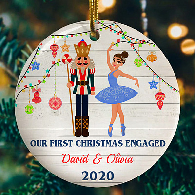 Alternative view of Personalized Our First Christmas Engaged Ballerina Circle Ornament - Christmas Ballet Nutcracker Gift