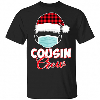 Cousin Crew Christmas Santa Hat T-Shirt-Youth Shirt - Santa Family Matching Christmas Pajamas Gift Youth Tee, Black, Unisex T-Shirt