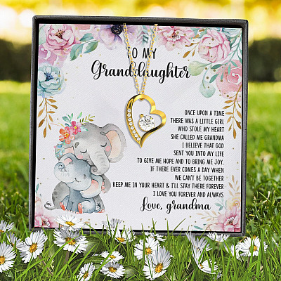 Elephant To My Granddaughter Once Upon A Time There Was A Little Girl Forever Love Heart Pendant Necklace